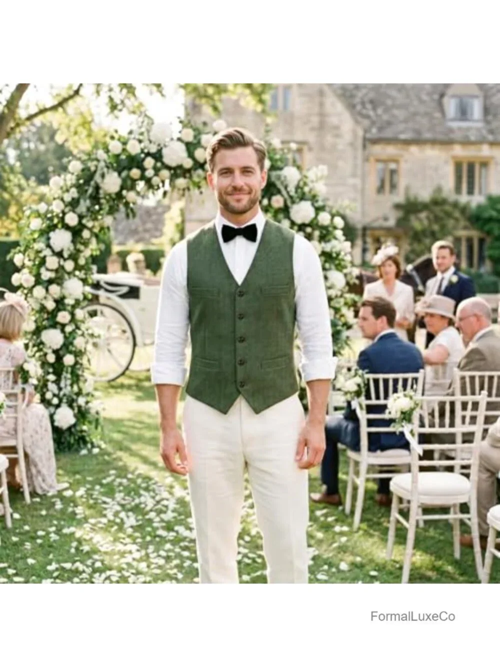 Men's Herringbone Slim Fit V-Neck Formal Vest